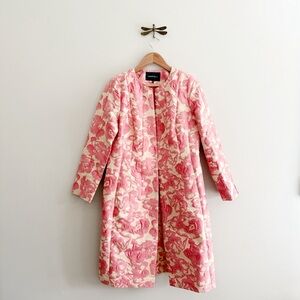 Lafayette 148 Silk Blend Roland Floral Jacquard Topper Jacket Pink Cream size 10